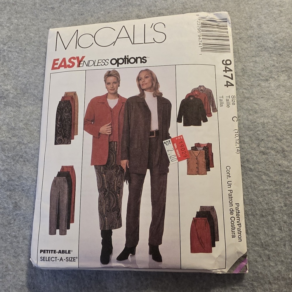 McCall's 9474 Petite-Able Select-A-Size Women's Sportswear Pants Skirt 10-14